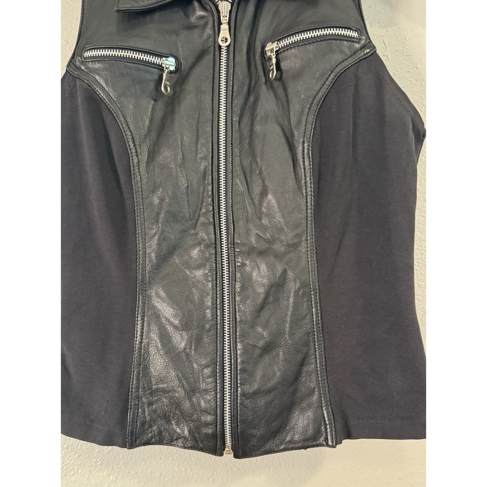 Vintage Y2K Wilsons Leather Maxima Vest Black Moto Grunge Baddie Goth S/M - Picture 8 of 12